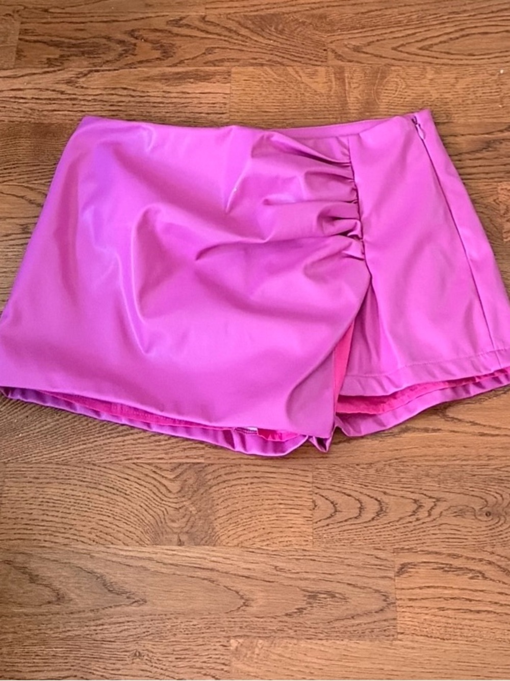 MORE TO COME Kamille Faux Leather Skort S Hot Pink Faux Mini Skirt Shorts Vegan